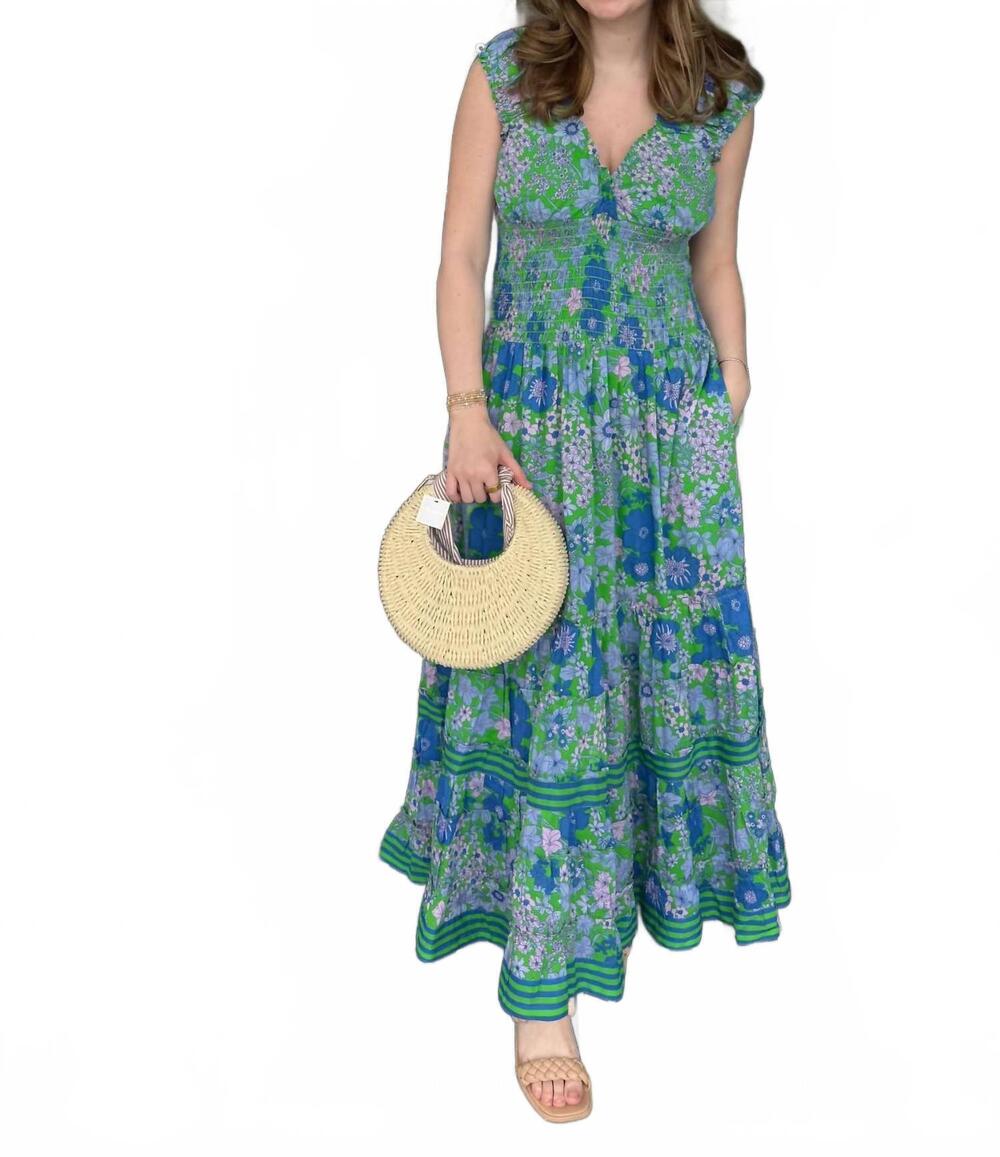 NEW LA PLAGE genevieve maxi dress in meadow green